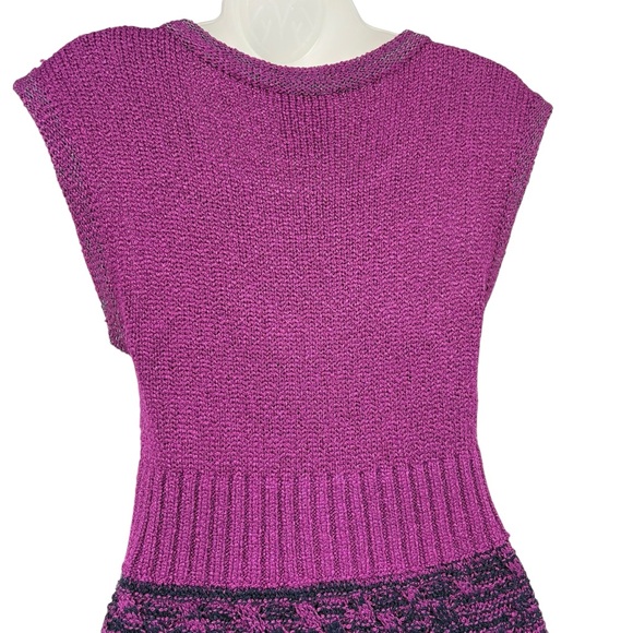 Chanel Bouclé Knit Dress Purple Gray A-Line Sleeveless CC Logo Short FR36 XS - Picture 9 of 14